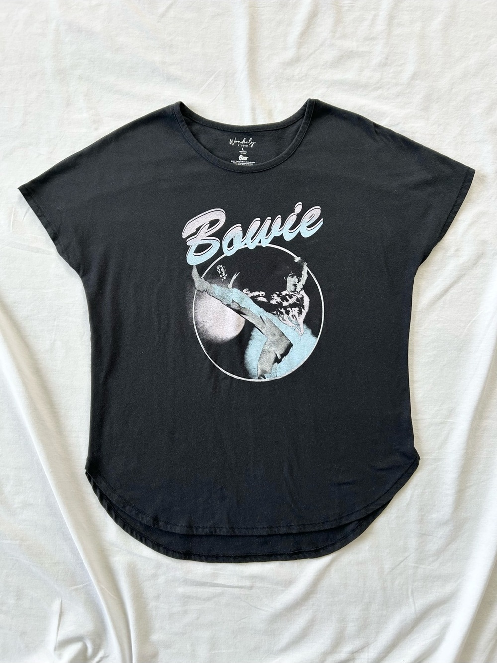 Wonderly Studio David Bowie Cap Dolman Sleeve Graphic T-shirt